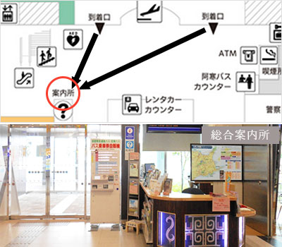 釧路空港空港内の観光案内所前